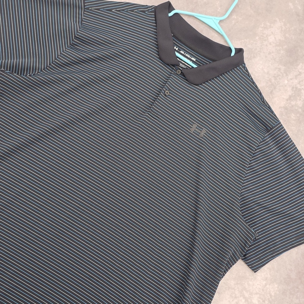 Under Armour Golf Polo Shirt Mens 4XL Loose Fit Black Striped Performance